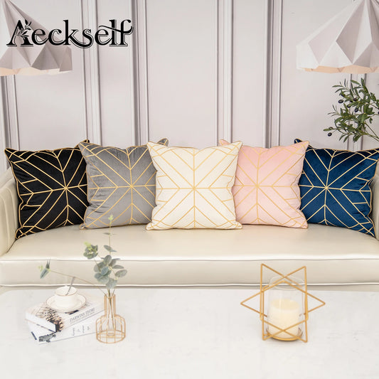 Luxury Geometric Embroidery Velvet Cushion Cover