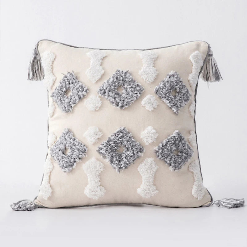 Moroccan Boho Tufted Pillow Case