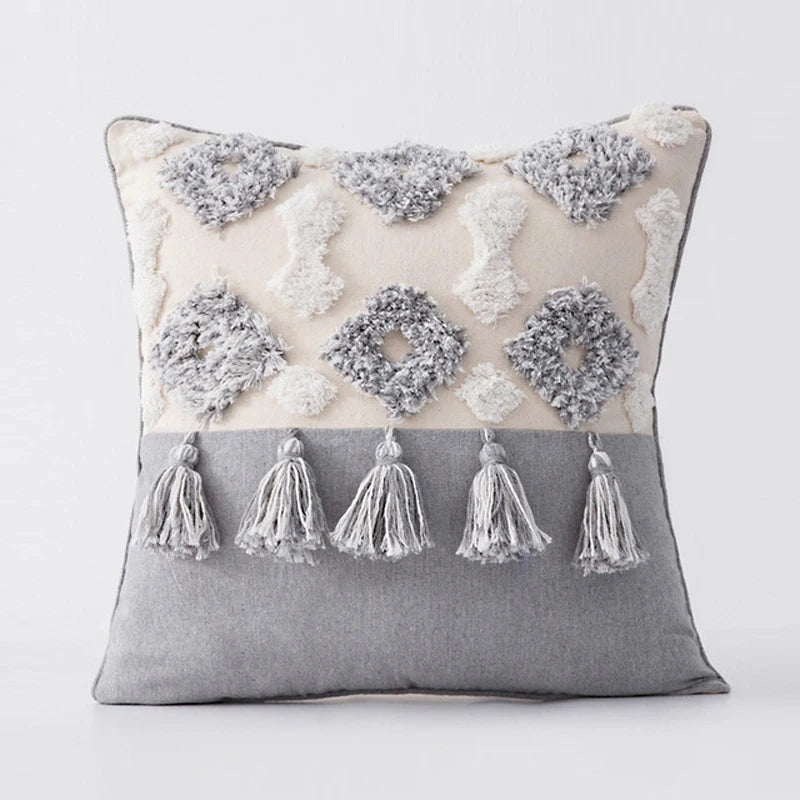 Moroccan Boho Tufted Pillow Case