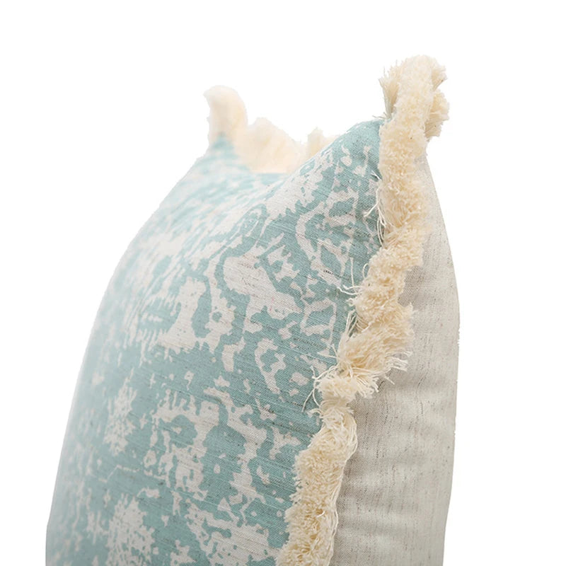 Vintage Green Pillow Cover with Tassels