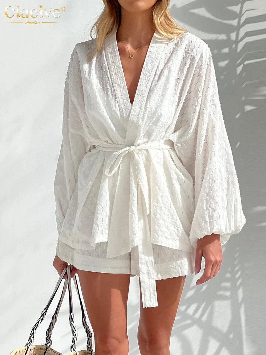 Casual White Home Suit Set