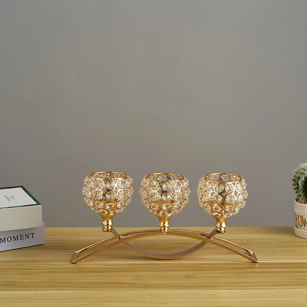 3-Arm Crystal Candle Holders