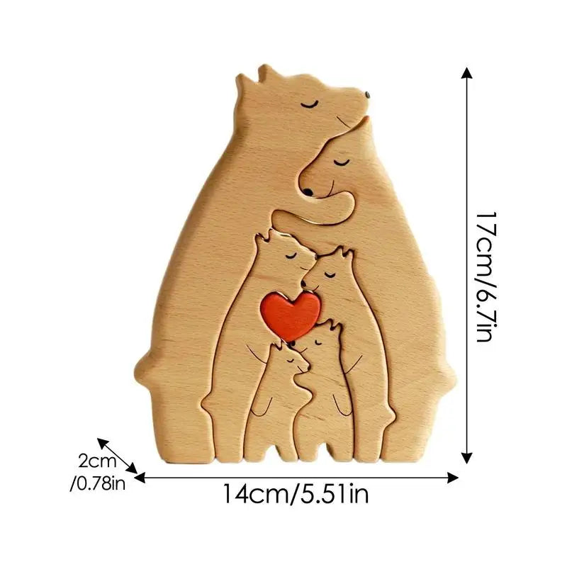 Wooden Bear Family Puzzle Desktop Ornament