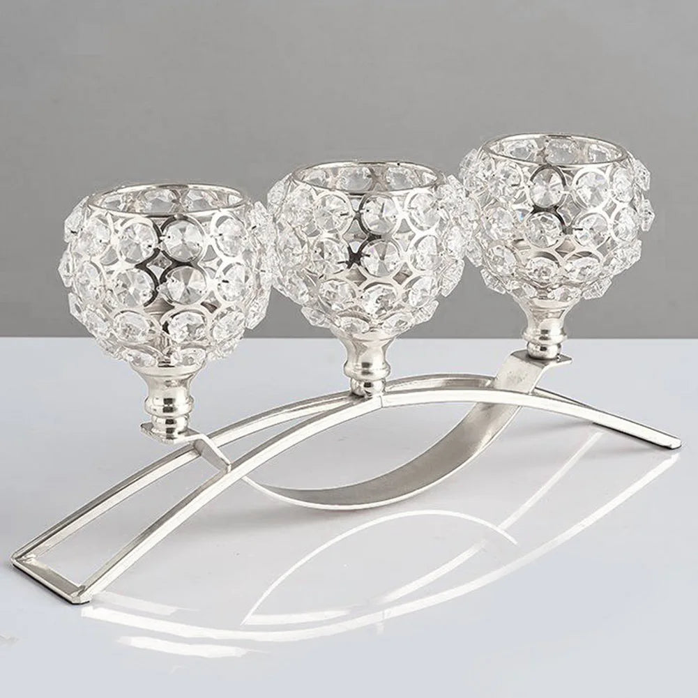 3-Arm Crystal Candle Holders