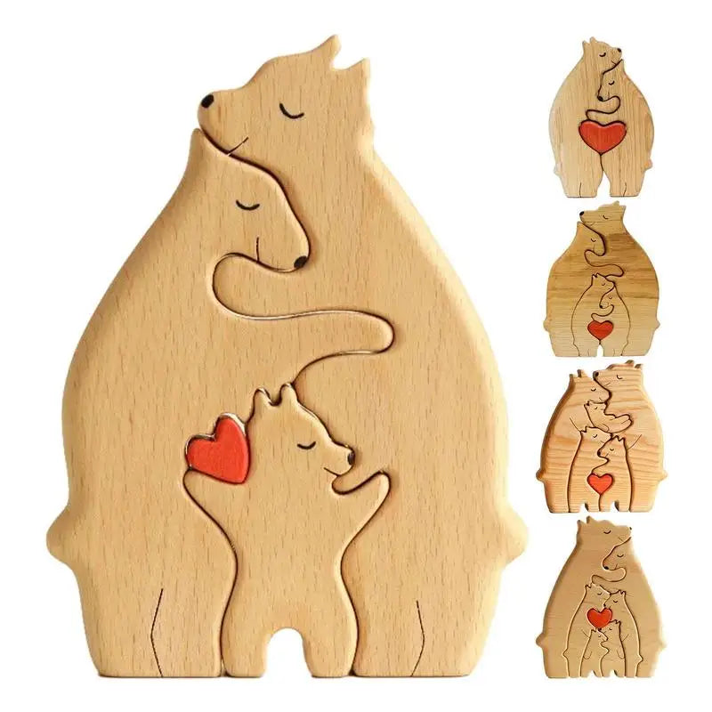 Wooden Bear Family Puzzle Desktop Ornament