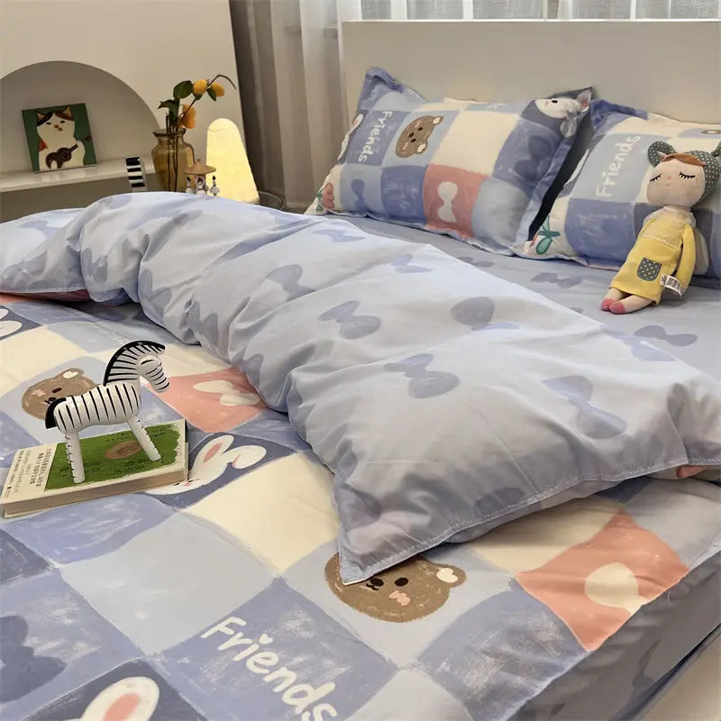 Cute Cartoon Floral Bed Linen Set - Kids Home Bedding