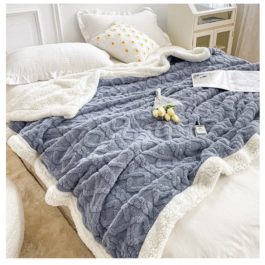 Warm Sherpa Double Layer Bed Blanket