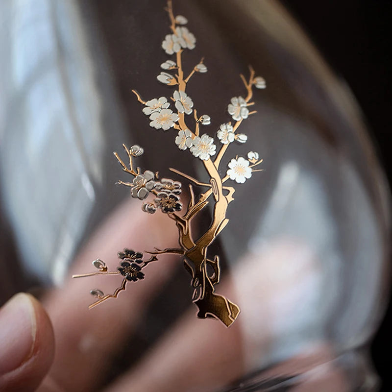 Vintage Plum Blossom Glass Candle Shade