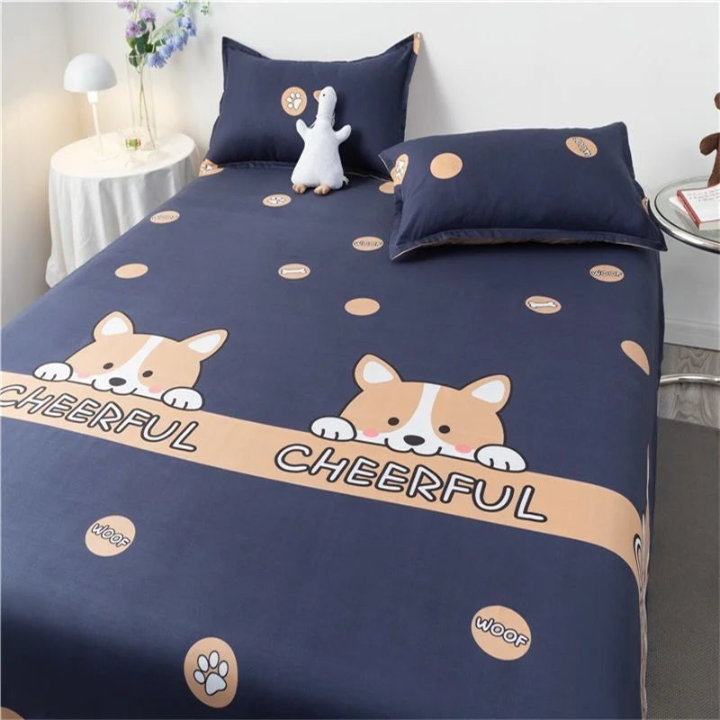 Modern Cartoon Plaid Bed Sheets