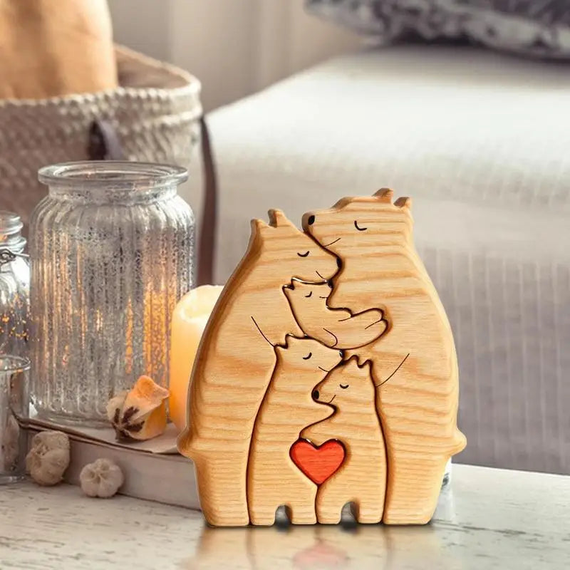 Wooden Bear Family Puzzle Desktop Ornament