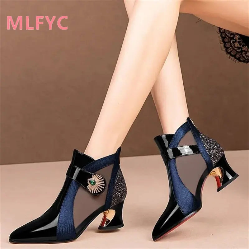 Vintage Thick Heel Pointy Single Shoes