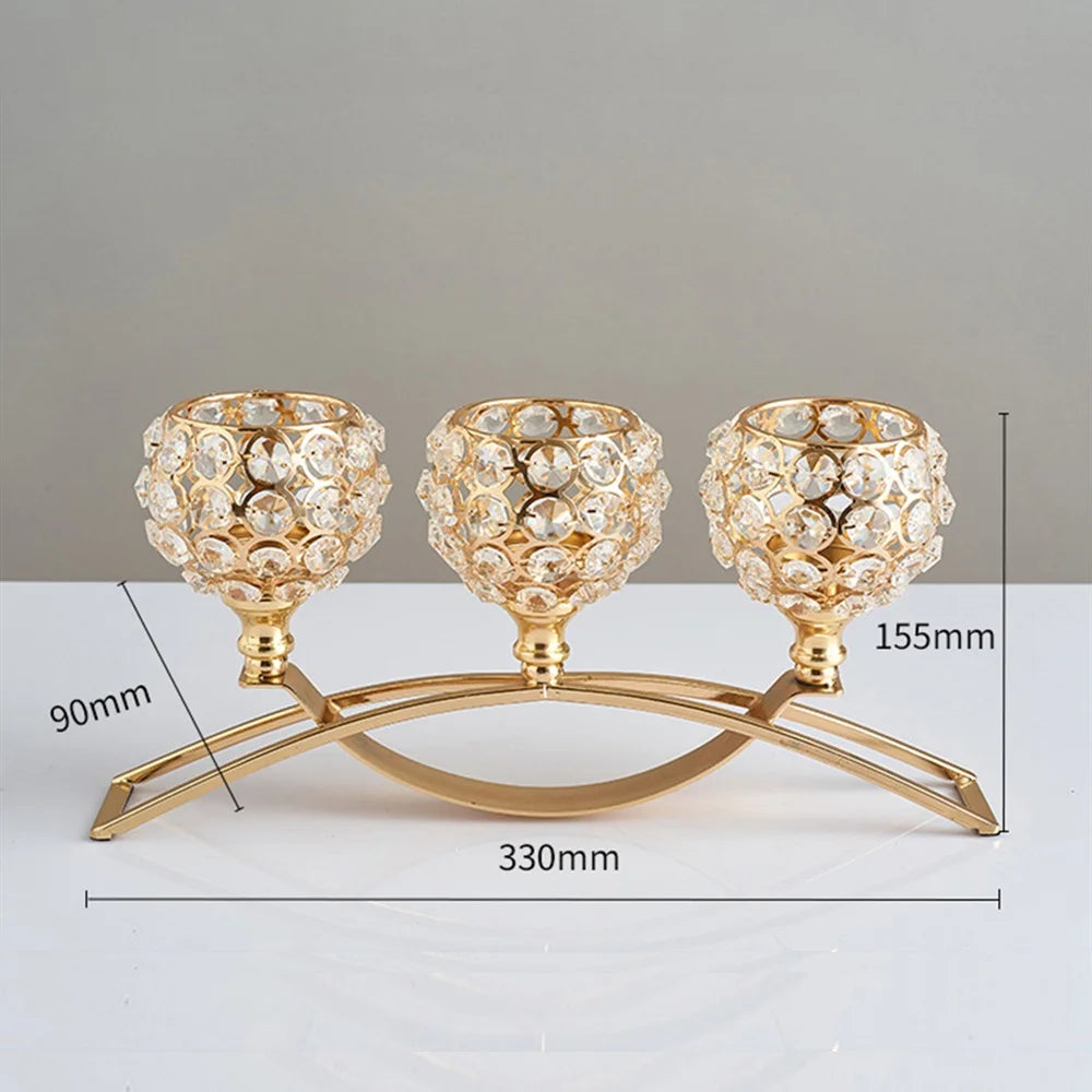 3-Arm Crystal Candle Holders