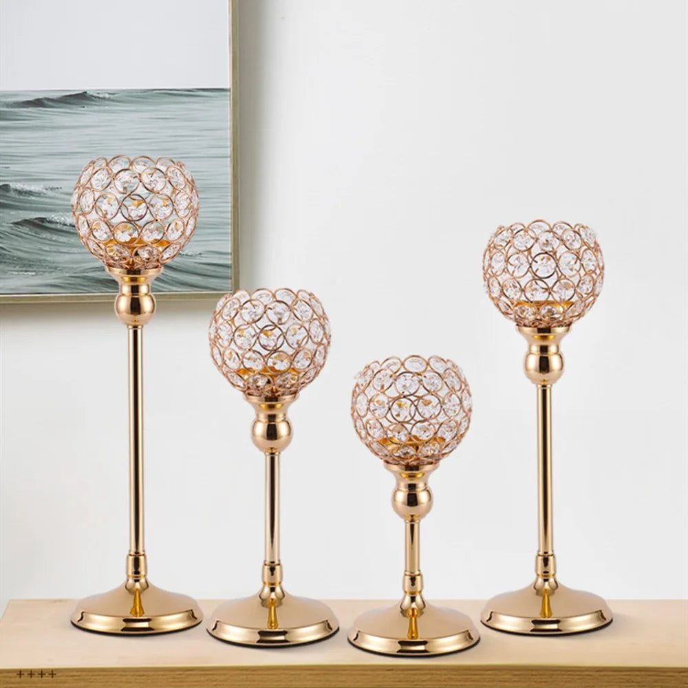 3-Arm Crystal Candle Holders